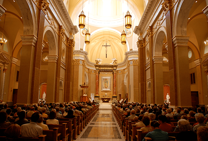 Inside view of LaCross Lady of Guadalupe church.