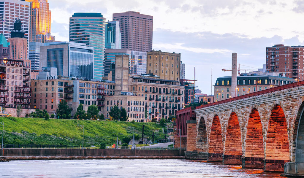 View of the Minneapolis sky line.