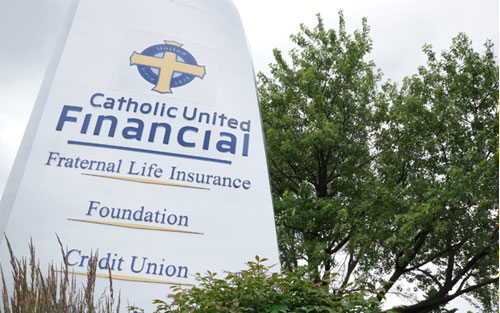 Catholic United Financial Home Office sign