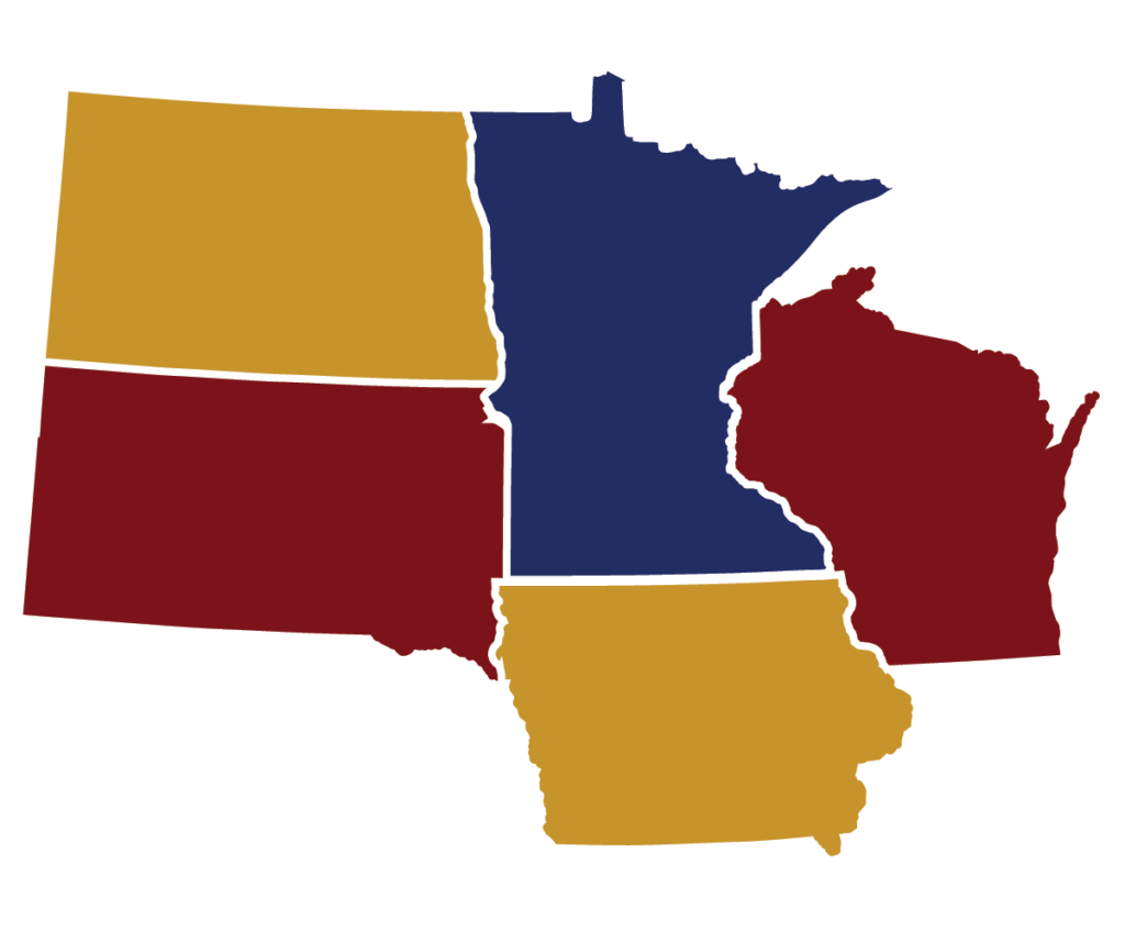 The five-state area Catholic United serves.