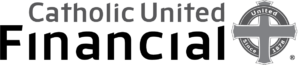 Black and White Catholic United logo with transparent background