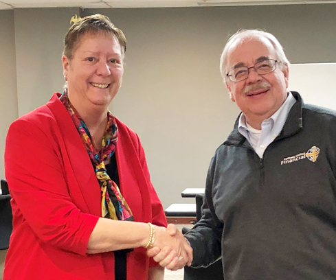 Terri Maloney and Harald Borrmann celebrate Terri's 10th work anniversary in January 2020