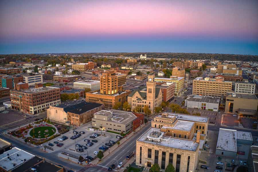 Sioux City, Iowa at dusk